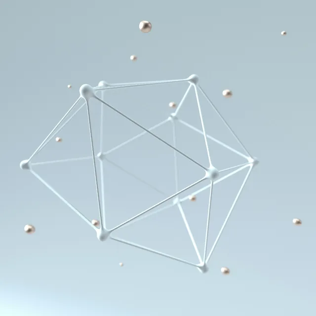 Abstract geometric network of connected nodes against a pale blue background.